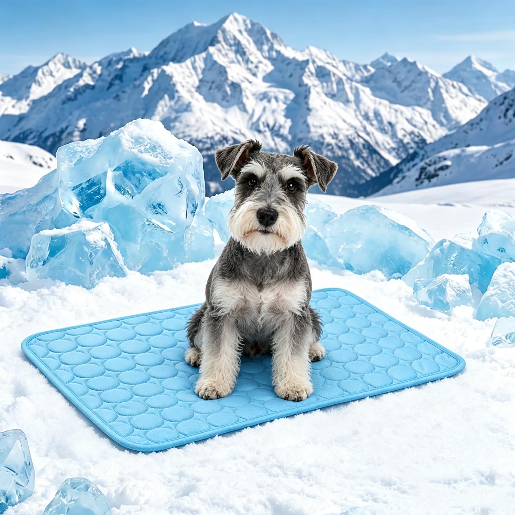 Trawsnew Dog Cooling Mat | 62x50cm Durable Leakproof Self-Cooling Pet Cooling Mat for Dogs Cats with 4-Layer Cooling Material | Summer Dog Cool Mat Indoor Outdoor, Foldable Pet Cooling Mat | Blue | M
