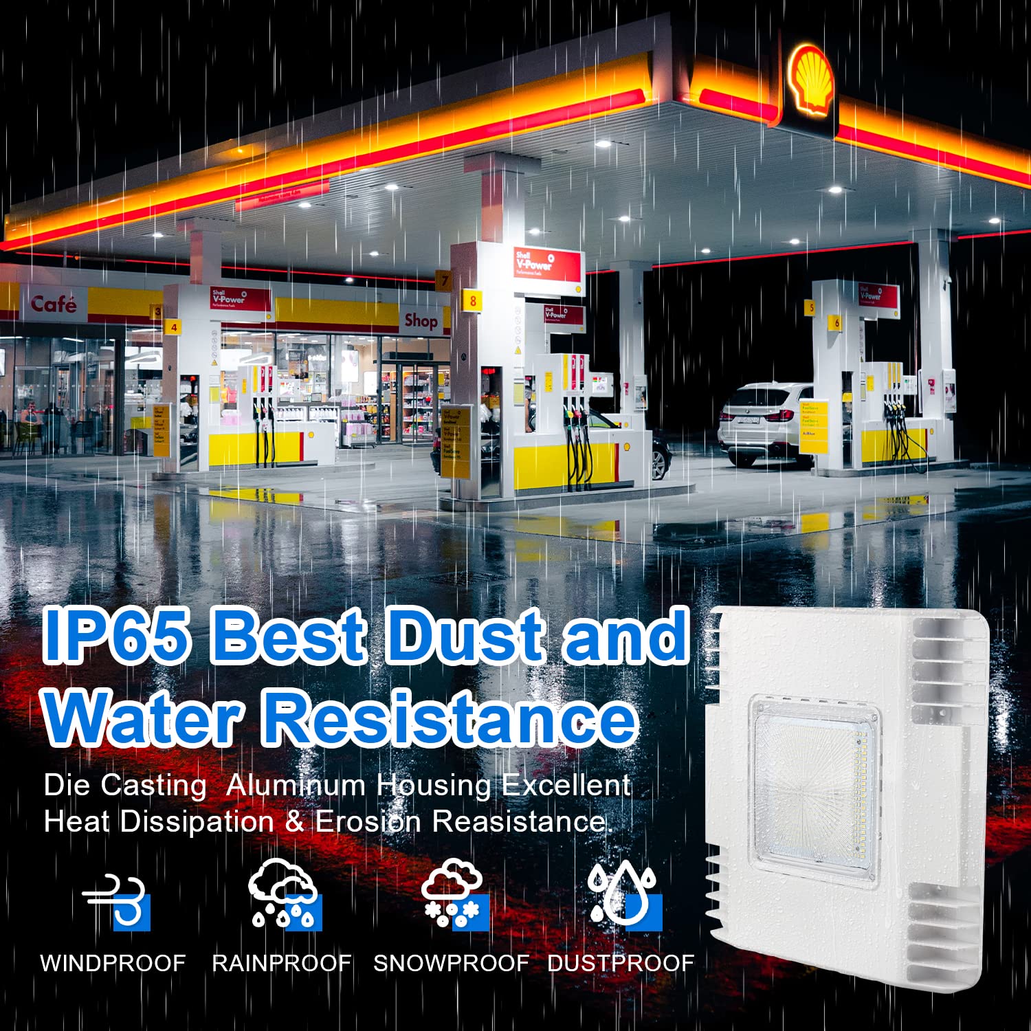 150W LED Canopy Gas Station Light 21000LM 5700K Cool White Surface Mount LED Carport Ceiling Light Commercial Canopy — view 3