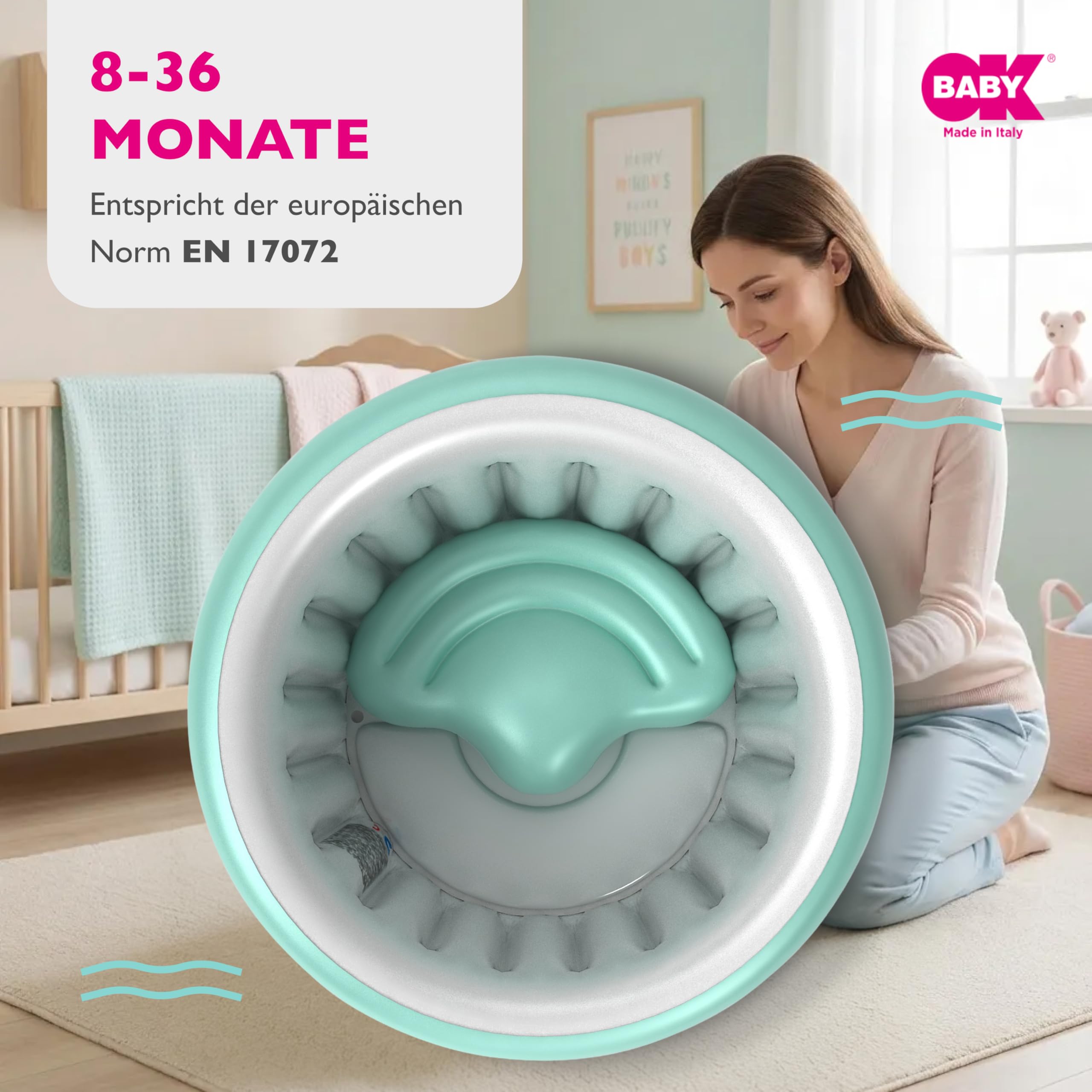 OKBABY Oplà Soft aufblasbare Babybadewanne – 8 bis 36 Monate – Blau