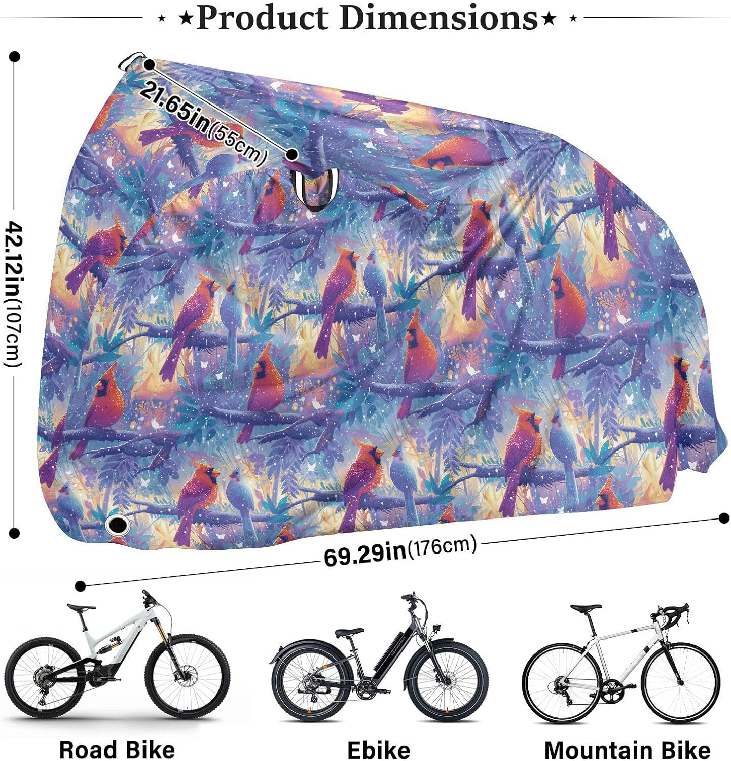 Art Blue Red Birds Bike Cover Outdoor Waterproof Motorcycle Cover Bikes Accessories