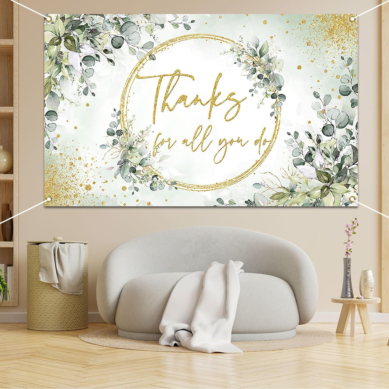 Avezano Thanks for All You Do Banner Thank You Party Backdrop Sage Green Employee Retirement Teacher Staff Appreciation Party Decorations Banner 6 x 3.6 ft