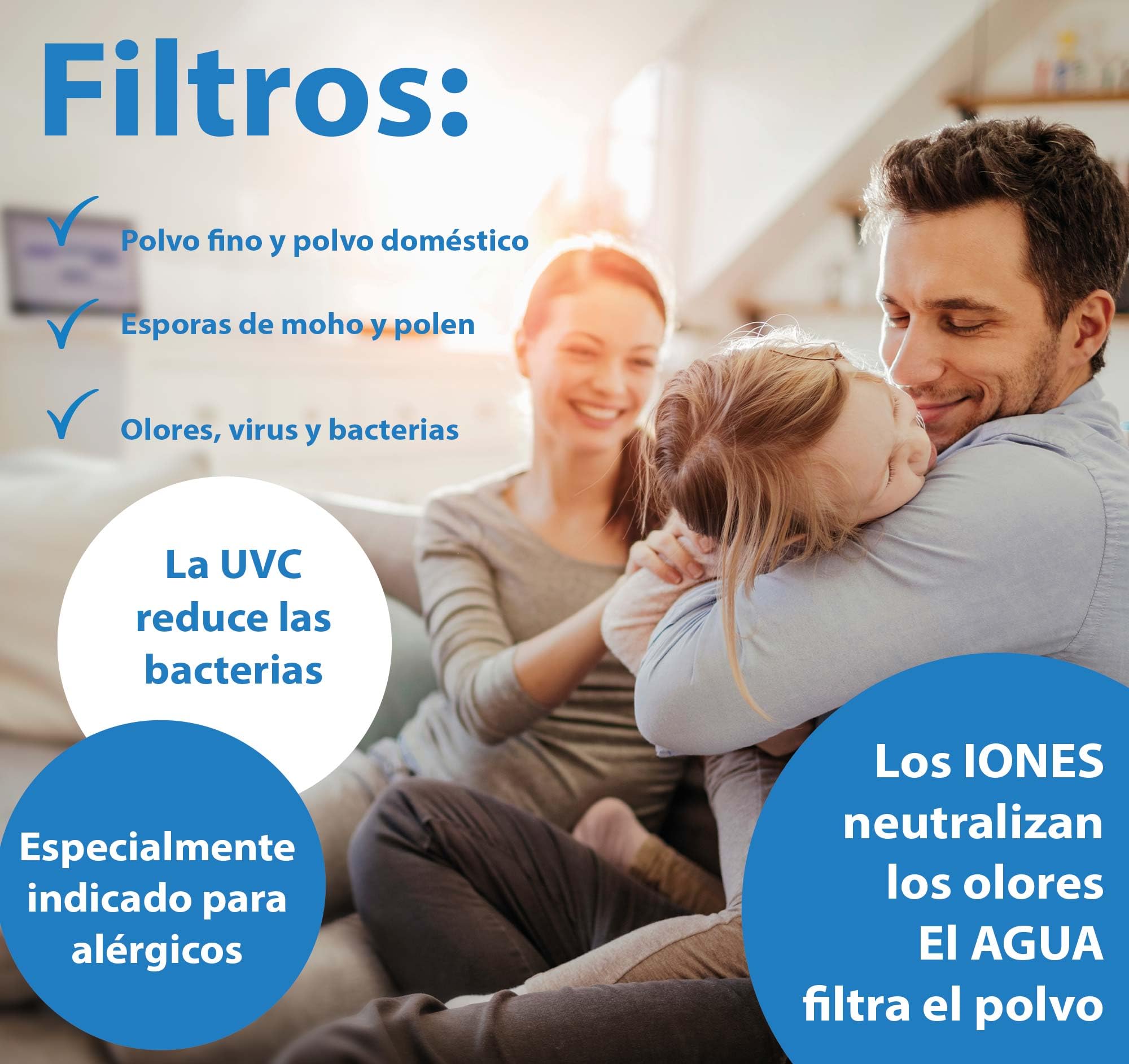 Emmi Air Ionizador de Aire - Adecuado para alérgicos | Hasta 35 m² | Purificador de Aire con iones neutralizadores de olores | Ideal contra polvo, virus, polen y olor a acrílico