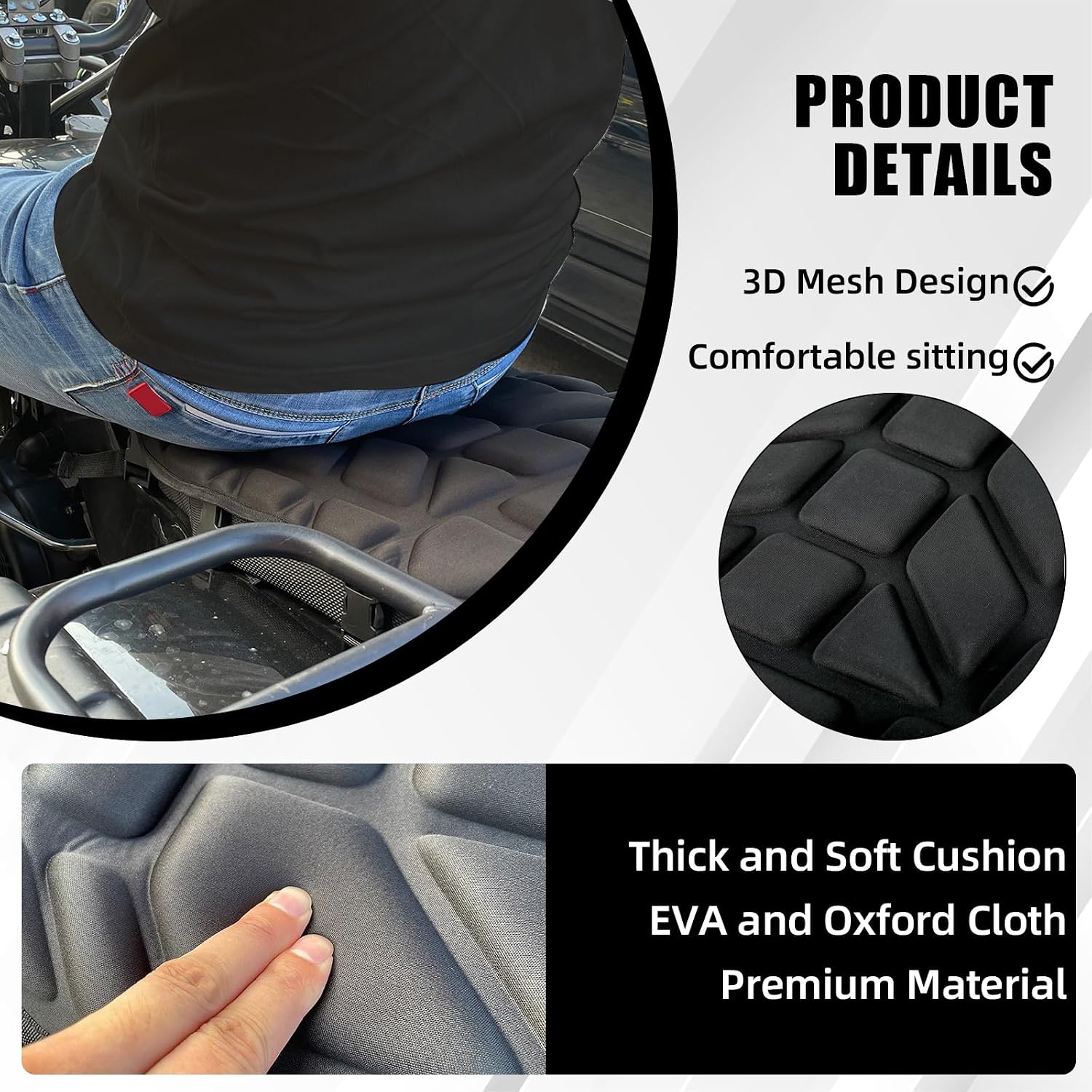 Air Seat Cushion Padded Seat Cover Cooling Breathable 3D Mesh Universal for ATV Motorcycles