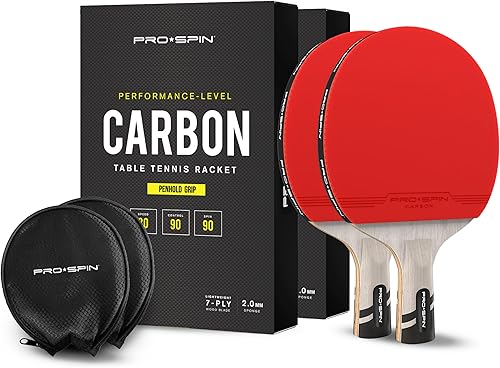 PRO-SPIN Paletas de ping pong de carbono  Penhold agarre corto, raquetas de tenis de mesa premium con fibra de carbono  Hoja de nivel profesional de