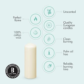 Bolsius Ivory Pillar Candles 2x6 Unscented Candle Set of 20 Dripless, Smokeless, and Clean Burning Household Dinner Candles Perfect for Weddings, Parties, Dinners Decorative Candles
