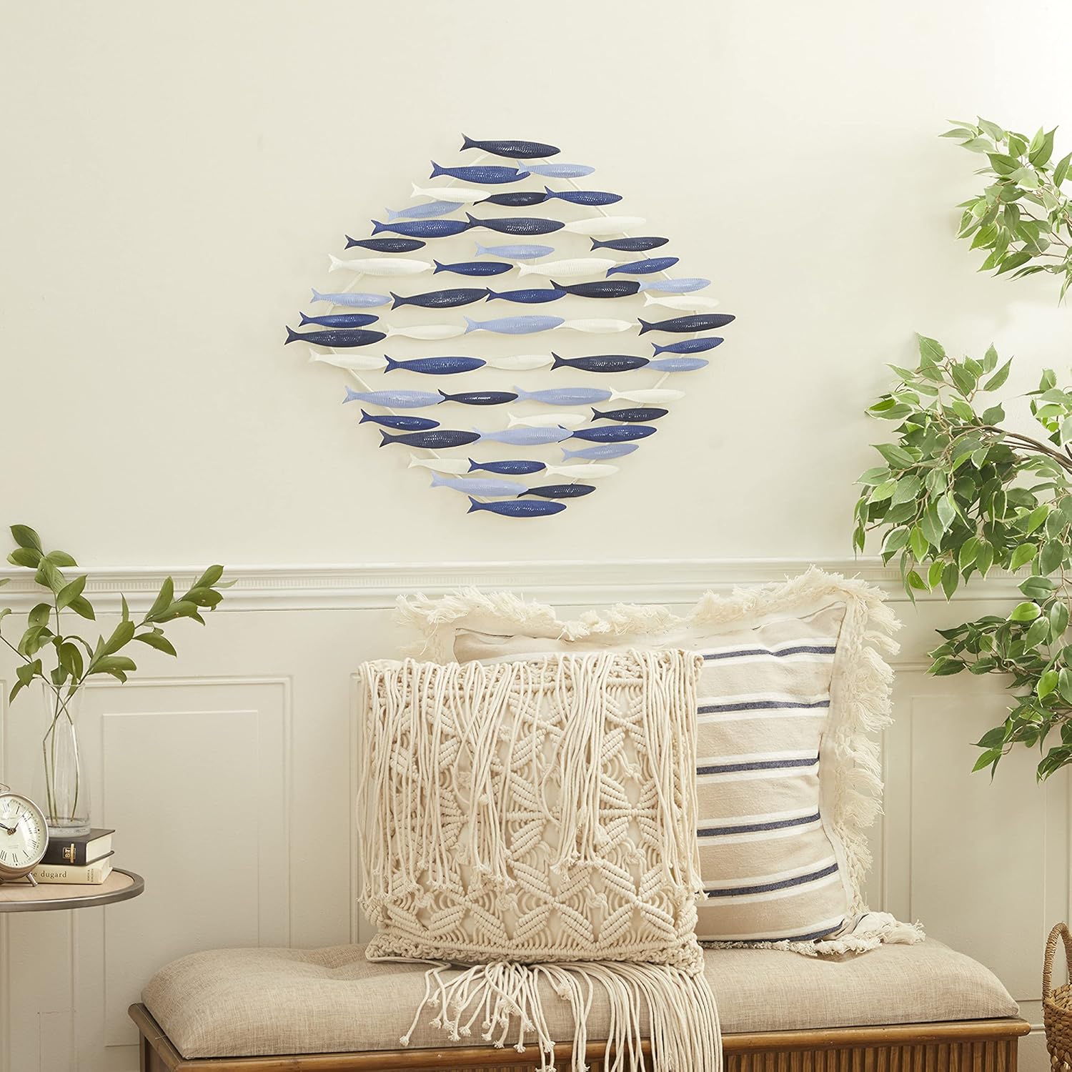 Blue and Bronze Metal Fish Wall Sculpture