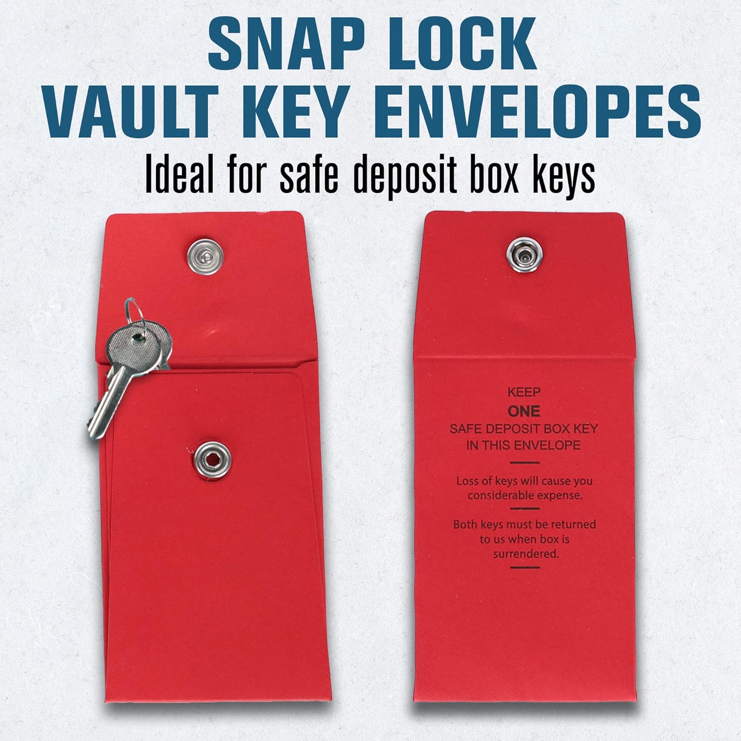 은행 공급 주식 주요 봉투 | 컴팩트한 빨간색 안전 입금 봉투 | 100팩 | 2-1 4W X 3-1 2H | 다시 닫을 수 있는 스냅  잠금 패스너 | 튼튼한 구조-Freehip.co.kr