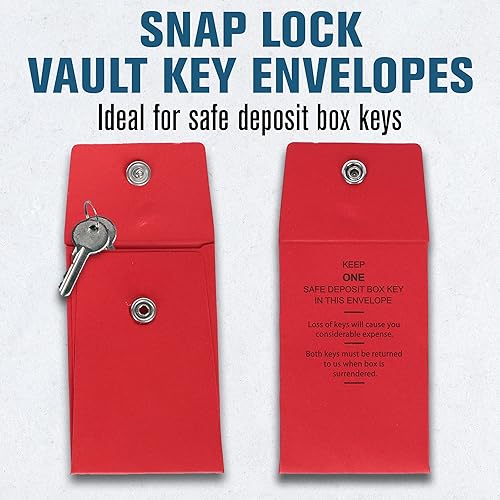 Miniatura 6 de BankSupplies Sobres para llaves | Sobres de seguridad rojos compactos | Paquete de 100 | 2-1/4 W x 3-1/2 H | Cierre de cierre a presión |