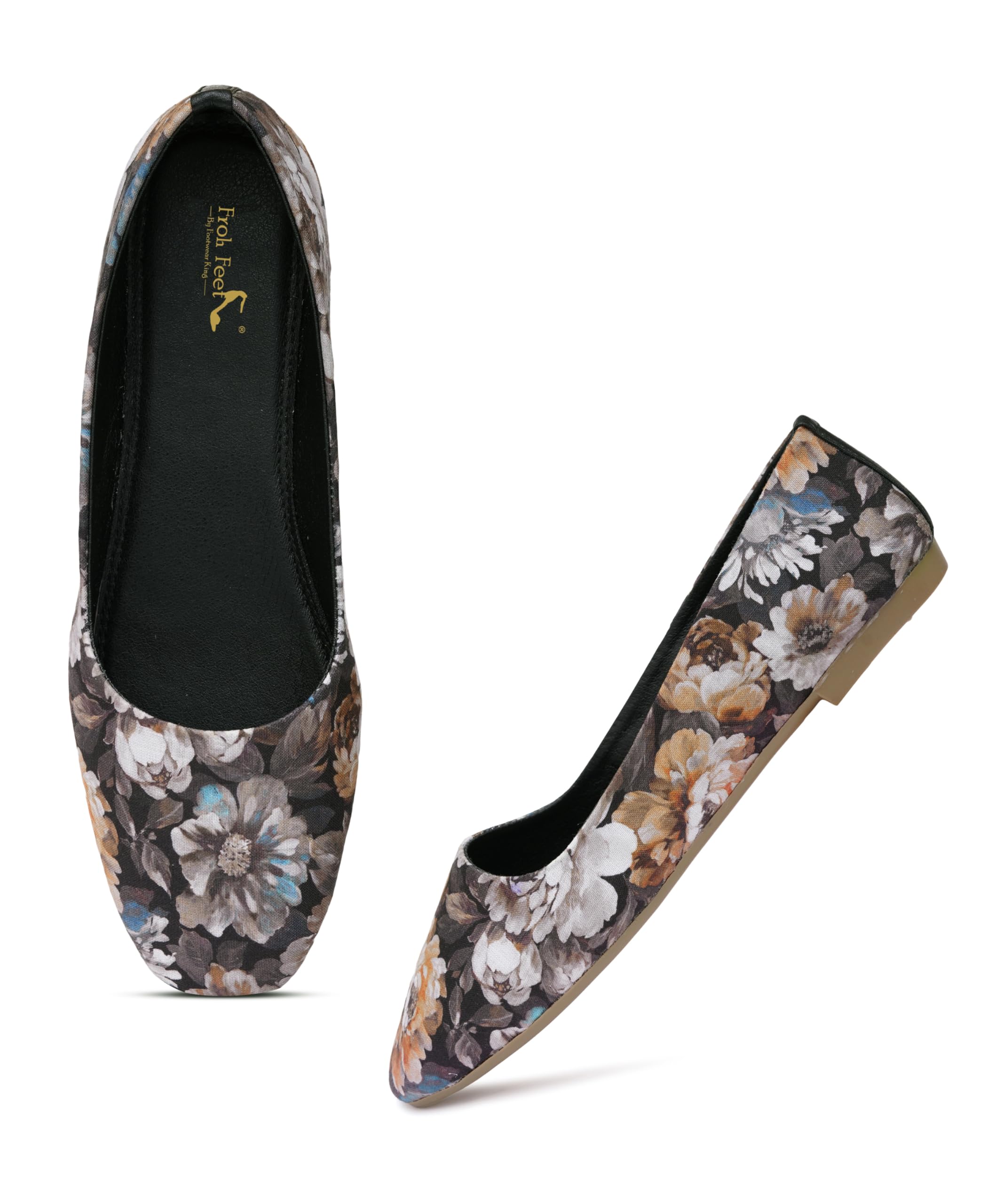 Froh Feet Printed Pointed Toe Ballerina Flats Slip On Walking Shoes-picture-40