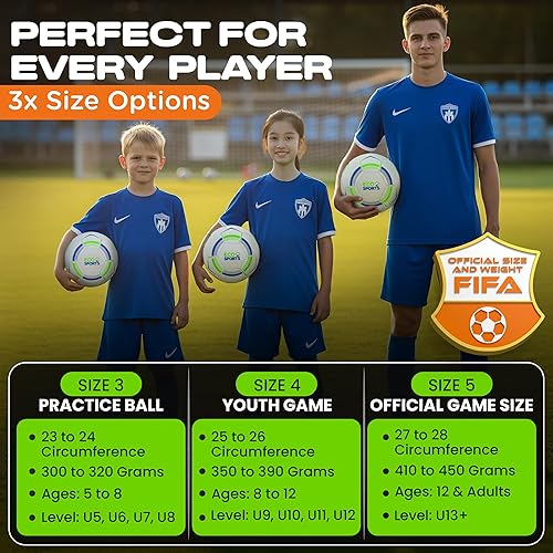 Miniatura 2 de Eco Sports Youth Soccer Ball  Youth Soccer Ball Size 3, 4 and 5 with TPU Cover and Long Air Retention for Practice and Professional Games  Blue &