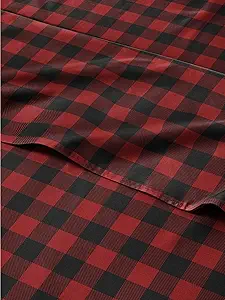 Cal King Christmas Buffalo Plaid Sheet Set - Holiday Xmas Pattern Bedding Set - Deep Pockets - Snug Fit - 4 Piece - Wrinkle Free - Comfy Festive Winter - Holiday Sheets for Women, Men, Kids & Teens