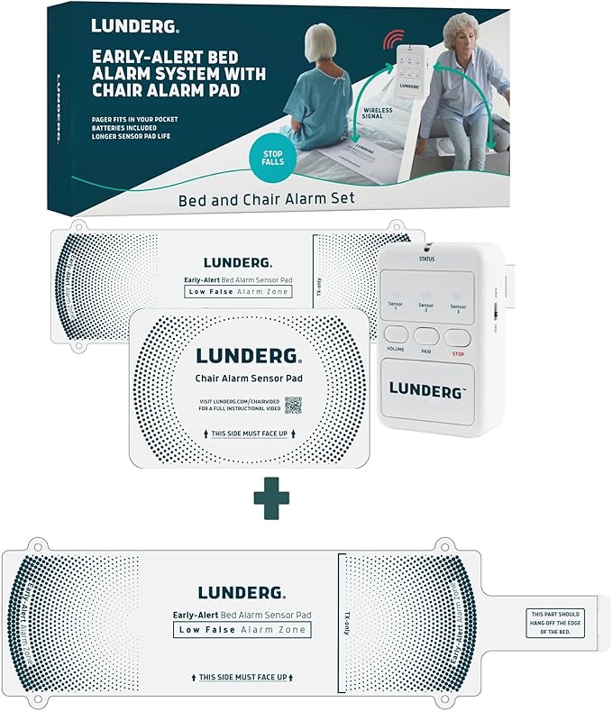 Lunderg Bed Alarm & Chair Alarm System with Extra Bed Pad