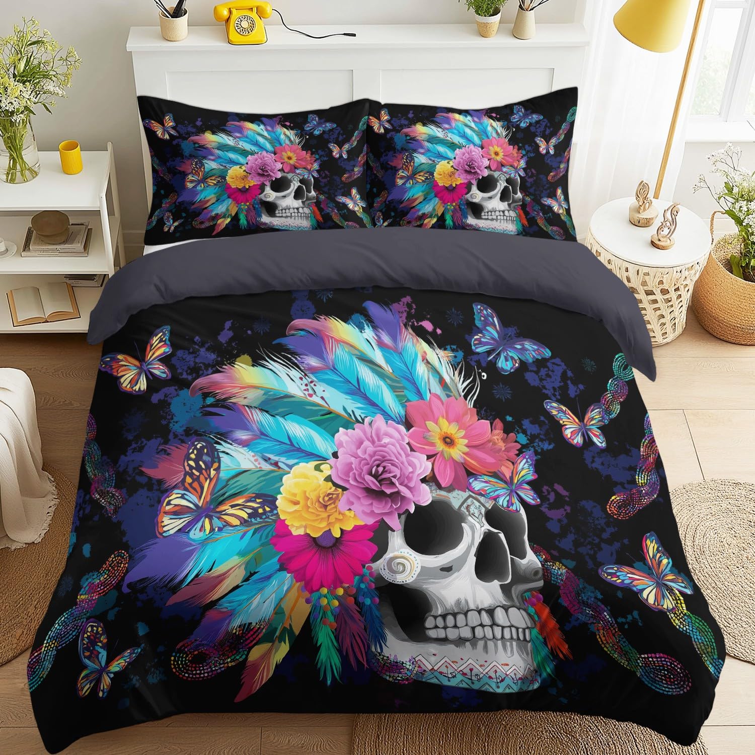 Housse de couette 160 x 200 anti-plis en microfibre pour éliminer la corvée de repassage