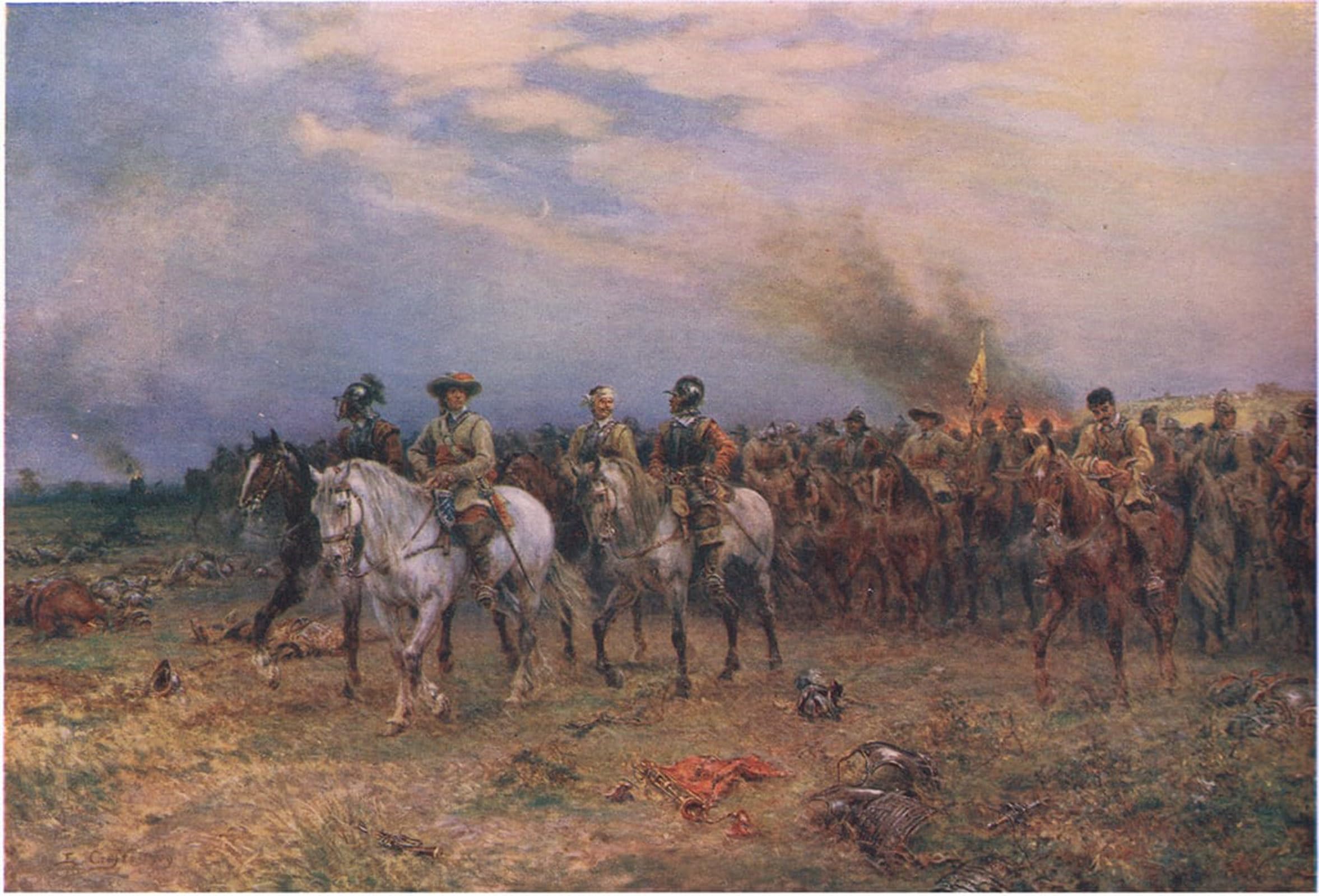 ARTXLXXBN Famous Painting Canvas Artwork Graffiti Print Cromwell At Marston Moor by Ernest Crofts Portrait Canvas Image for Home Decor 60x90cm