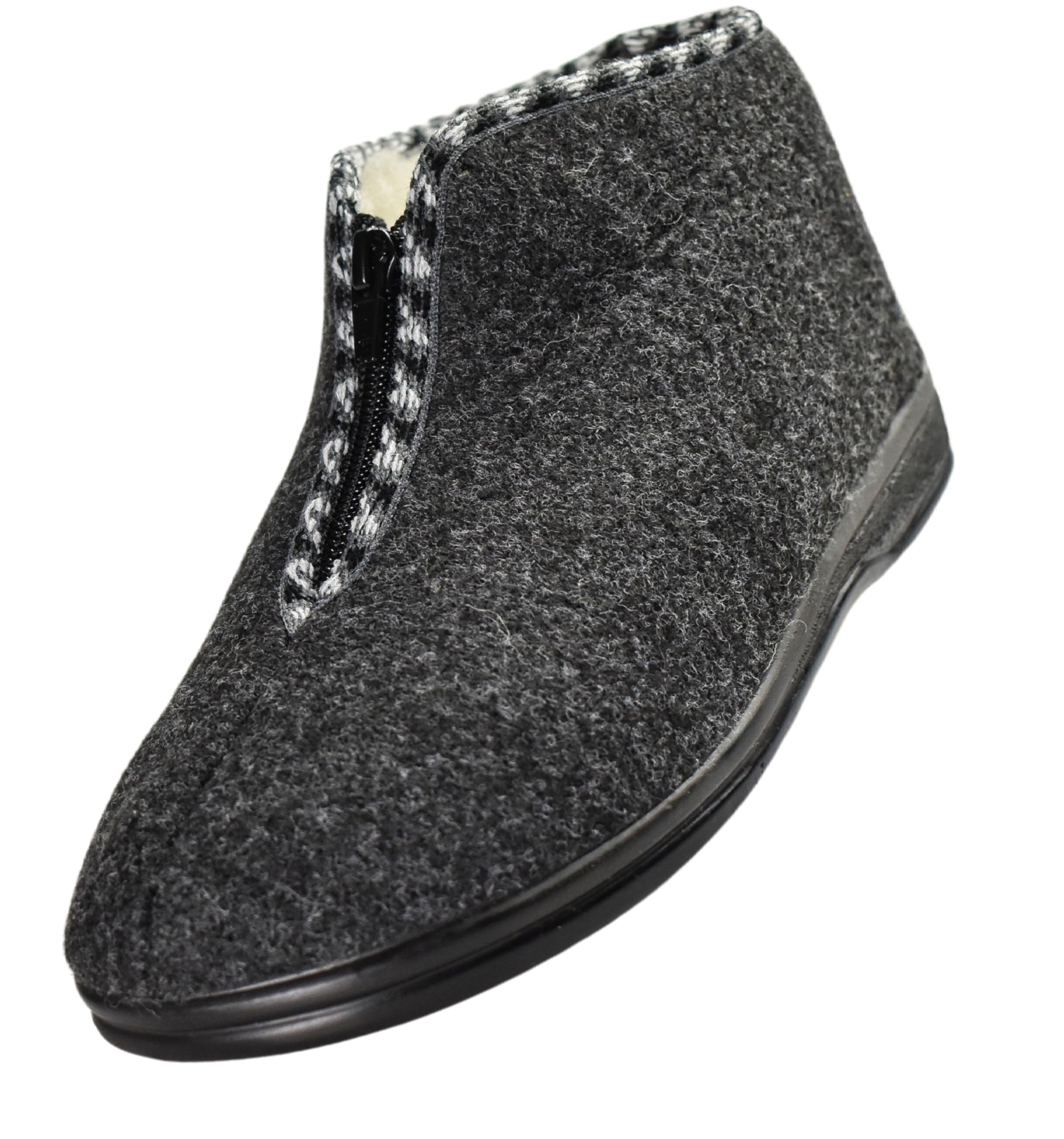 APREGGIO Offene Herren Hausschuhe Glattleder Schwarz 44