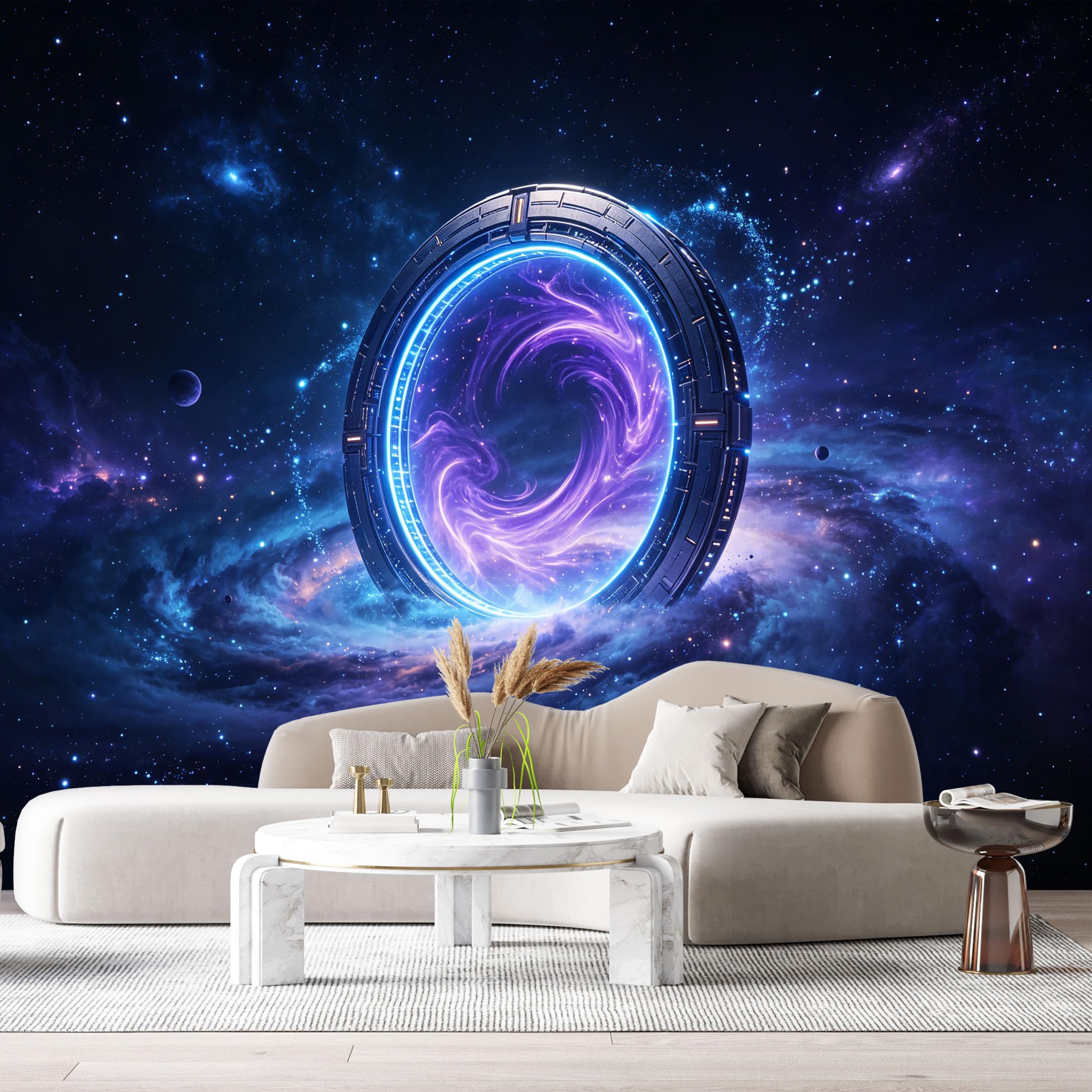 Custom Size Wall Murals Futuristic Space Portal Galaxy Abstract Cosmic Swirl SelfAdhesive Wall Fabric Removable Large Wallpaper for Photo Living Room