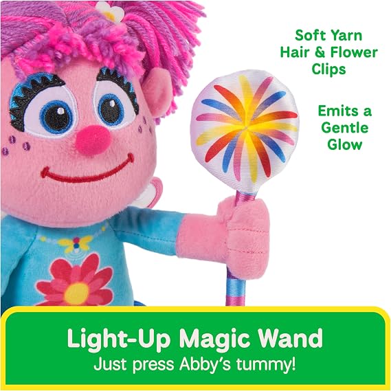 GUND Sesame Street Abby Cadabby 14-Inch Plush Toy with LED Wand for Ages 1+ | Squeeze-Activated Glowing Magic Wand Teaches Cause-and-Effect, Encourages Tactile Discovery and Imaginative Screen-Free Play