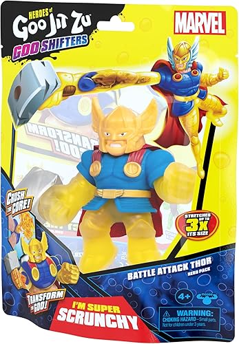 Miniatura 7 de Heroes of Goo Jit Zu Goo Shifters Marvel Edition Stretch Hero Battle Attack Thor | Figura de juguete súper Scrunchy Marvel | Aplasta el núcleo |