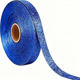 Meseey Glitter Ribbon 25 Yards Sparkle Ribbon Homecoming Mum Ribbon for Christmas Gift Wrapping DIY Crafts Wreath Tree Ornaments Wedding Party Home Decoration (Royol Blue, 5/8 Inch)