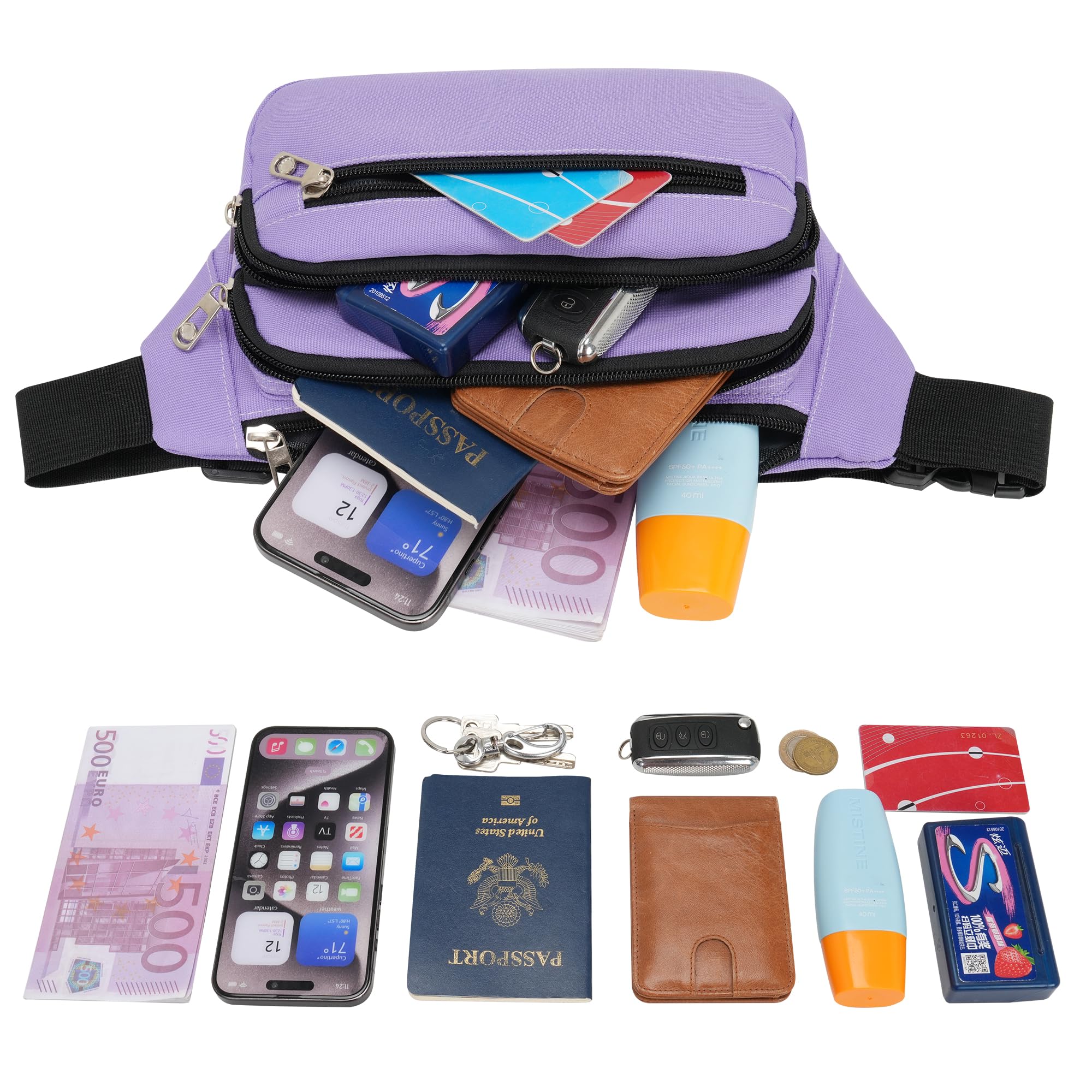 IHIGOGOFA Bumbags Waist Fanny Pack Fashion Bum Bag with 65cm Extended Belt for Dog Walking Climbing Hiking Travel Cycling Girls Ladies Men Women - Image 4