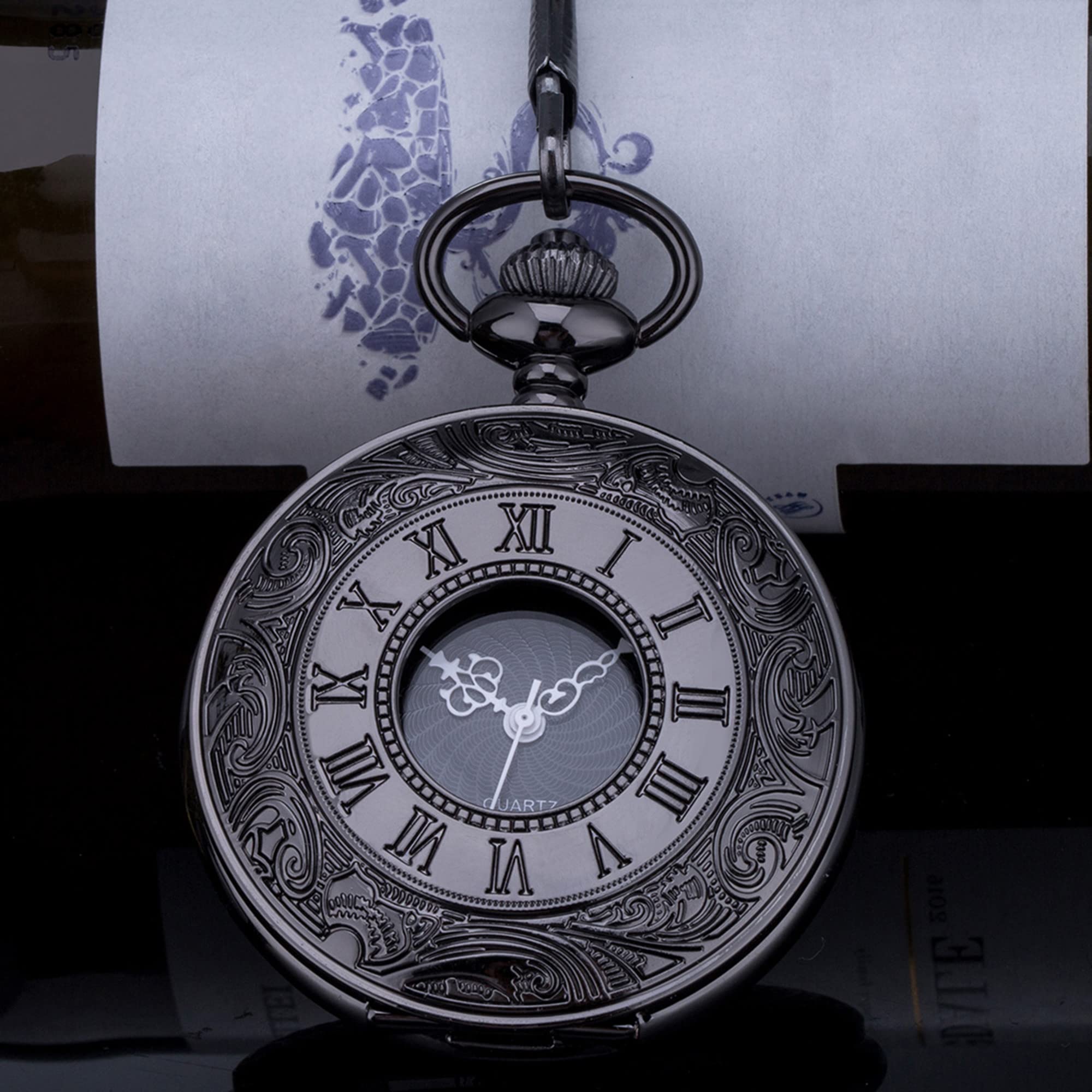Orologi da Tasca, Scala con Numeri Romani Vintage con Catena(Bronze)