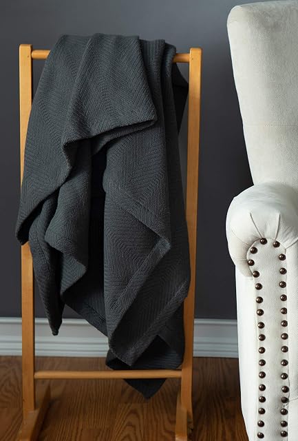 Sticky Toffee Woven Blanket - 100% Cotton, Grey | Large Lightweight Throws | Warm, Light & Soft Boho Blankets for Living Room Couch or Outdoors