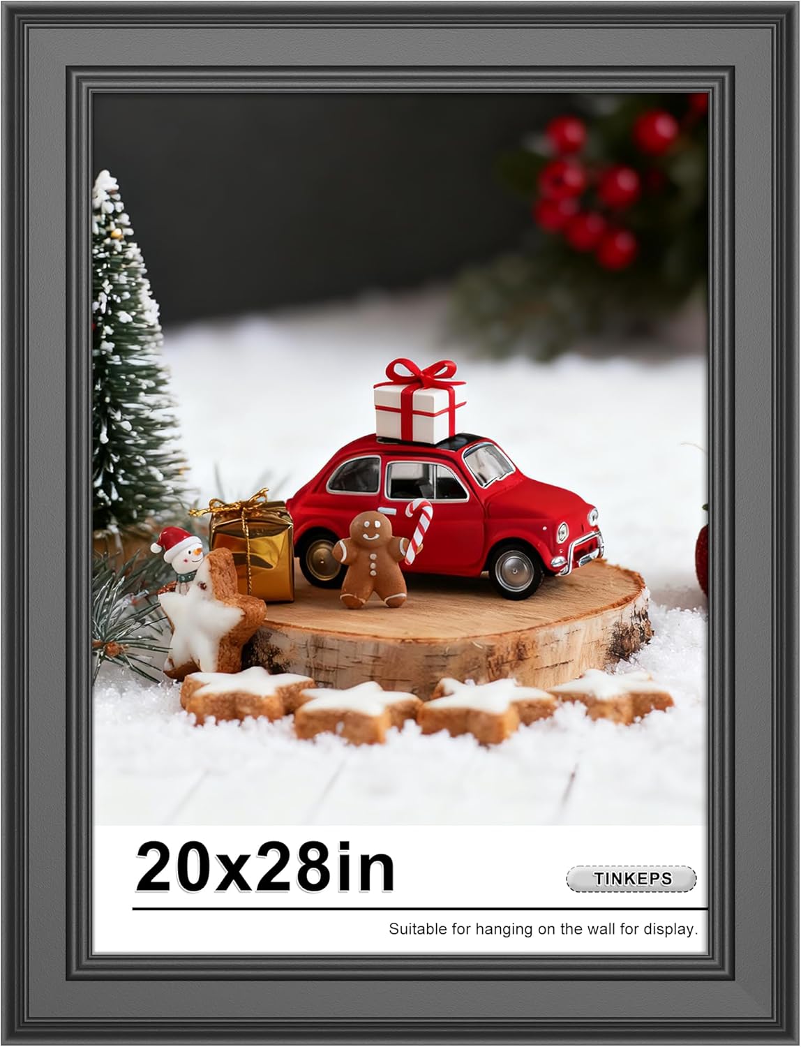 20x28 Picture Frame Black, 2-Inch Wide Border 20x28 Poster Frame with Black Backboard, 28x20 Picture frame Wall Hanging