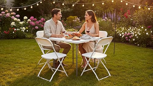 Miniatura 9 de BTEXPERT Juego de mesa plegable de 5 piezas portátil y silla, mesa plegable cuadrada de 34 pulgadas, 4 sillas para adultos para juegos de mesa,