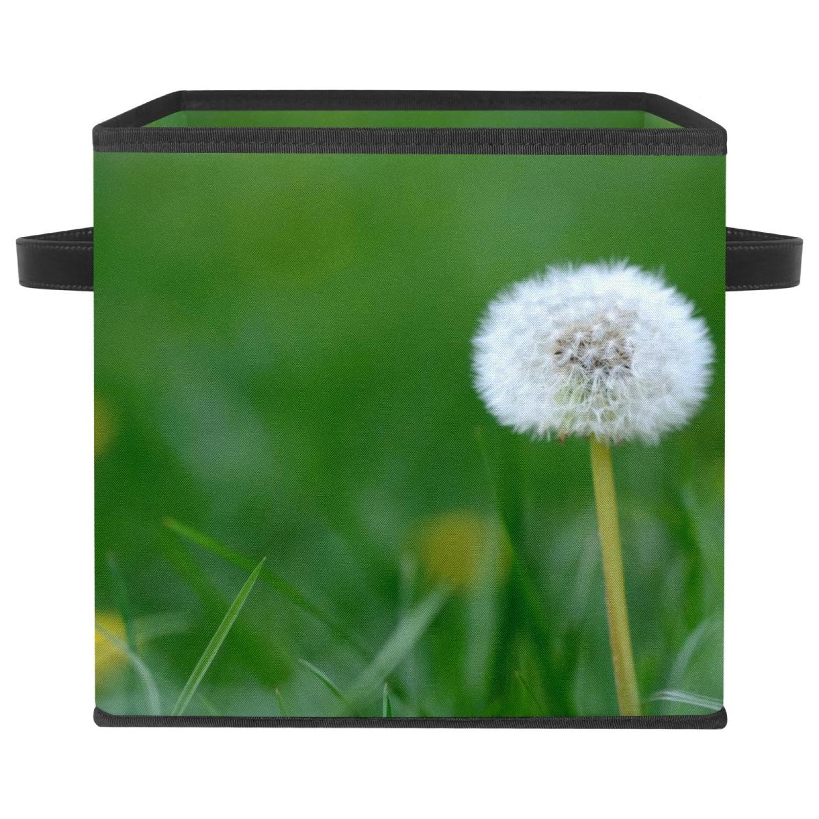Boîte de rangement pliable pissenlit en tissu cube avec poignées pour vêtements et placard