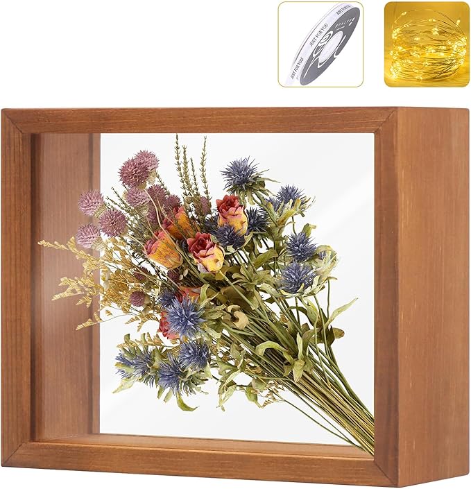Wooden Dried Flower Shadow Box Frame, Acrylic Shadow Boxes