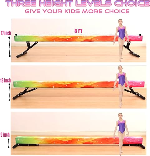 Miniatura 57 de MARFULA Viga de equilibrio ajustable de 8 pies de altura ajustable para niños y adolescentes de todos los niveles de gimnasia, equipo de gimnasia