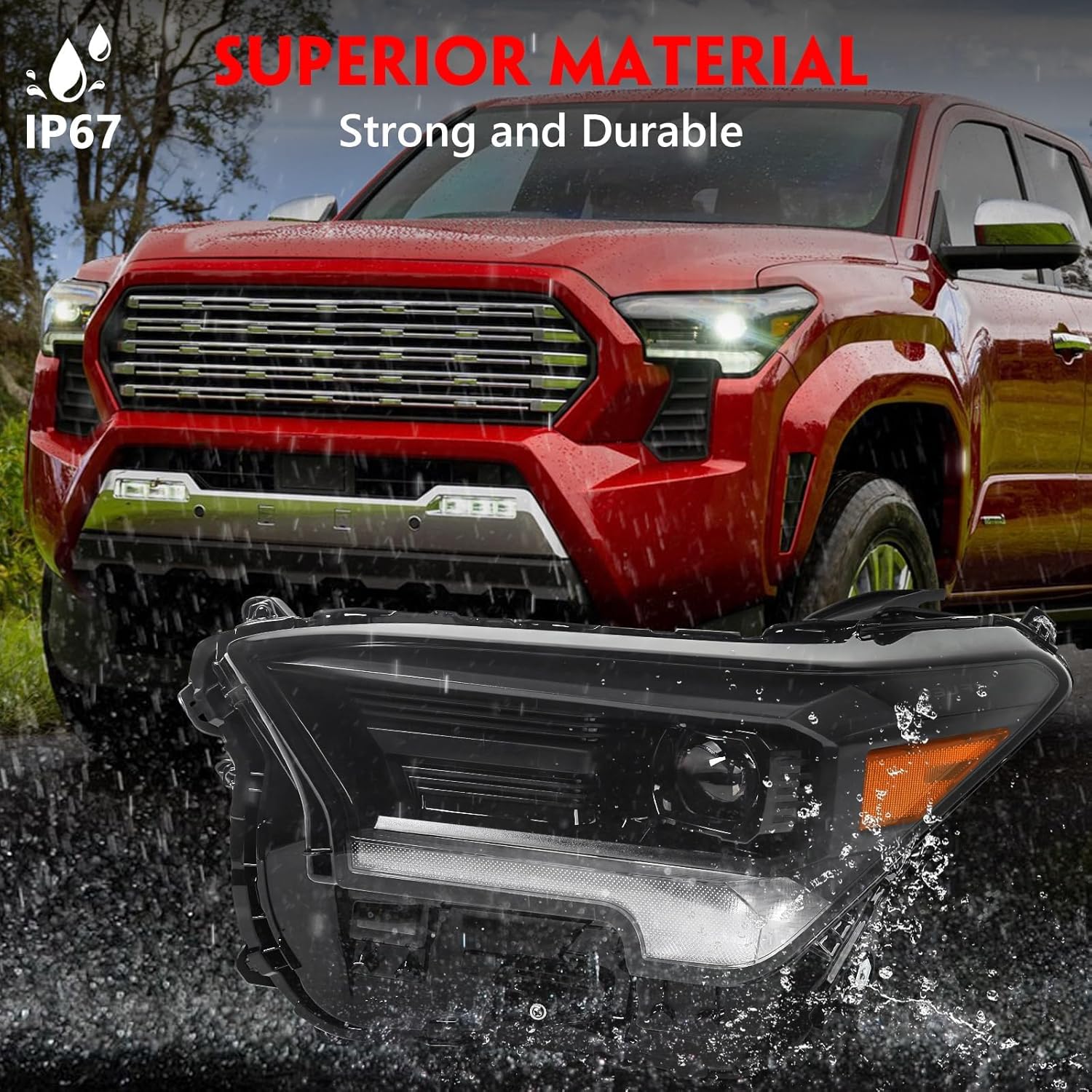 Huray Full LED Headlight for Toyota Tacoma 2024 2025 OE 81150-AK020 Head Lamp Front Light Replacement (Driver Side (Left))