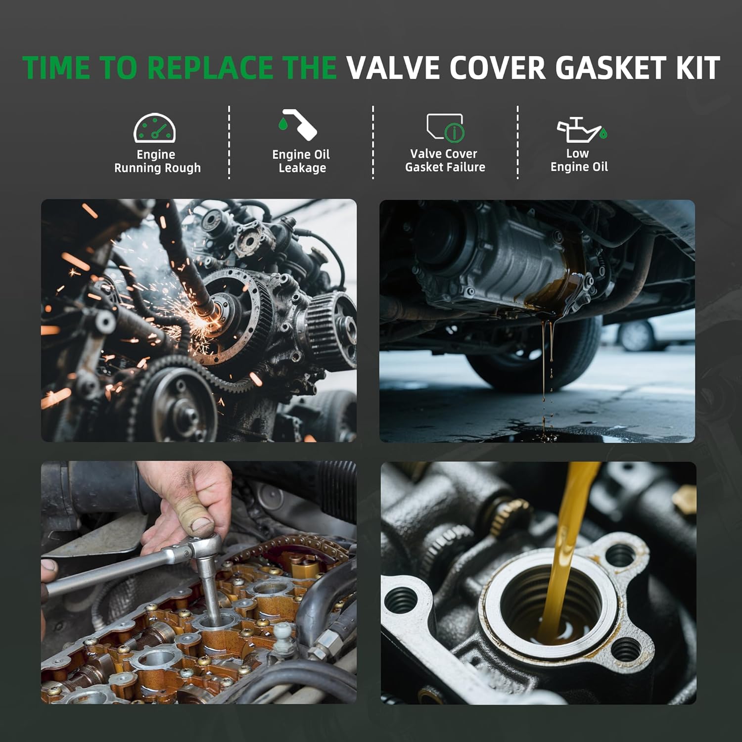 Valve Cover Gasket Set VS50993R for Ford Expedition 2018-2022, for Ford F-150 2017-2020, for Lincoln Navigator 2018-2023, 3.5L V6 Gas DOHC, VS50973, 56101700, 31PCS