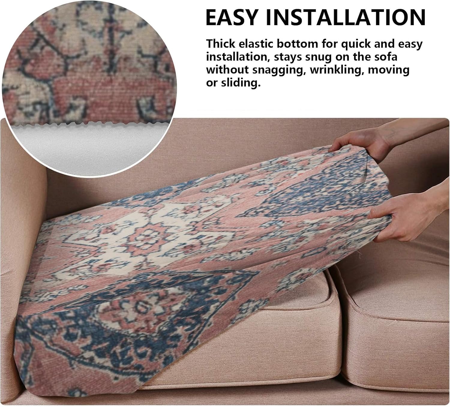 Bohemian Vintage Pattern Loveseat Covers Couch Covers for 2 Cushion Couch, 2-Piece Stretch Sofa Slipcovers Anti-Slip Washable Furniture Protectors for Dogs Pets