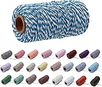 Vista 26 de 1 rollo de cuerda de algodón colorida de 0.079 in de 109 yardas, cuerda para panaderos, manualidades, envoltura de regalos, Navidad, boda, blanco