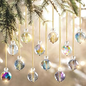 12PCS Christmas Tree Decorations 25mm Crystal Ball Hanging Ornaments Bauble