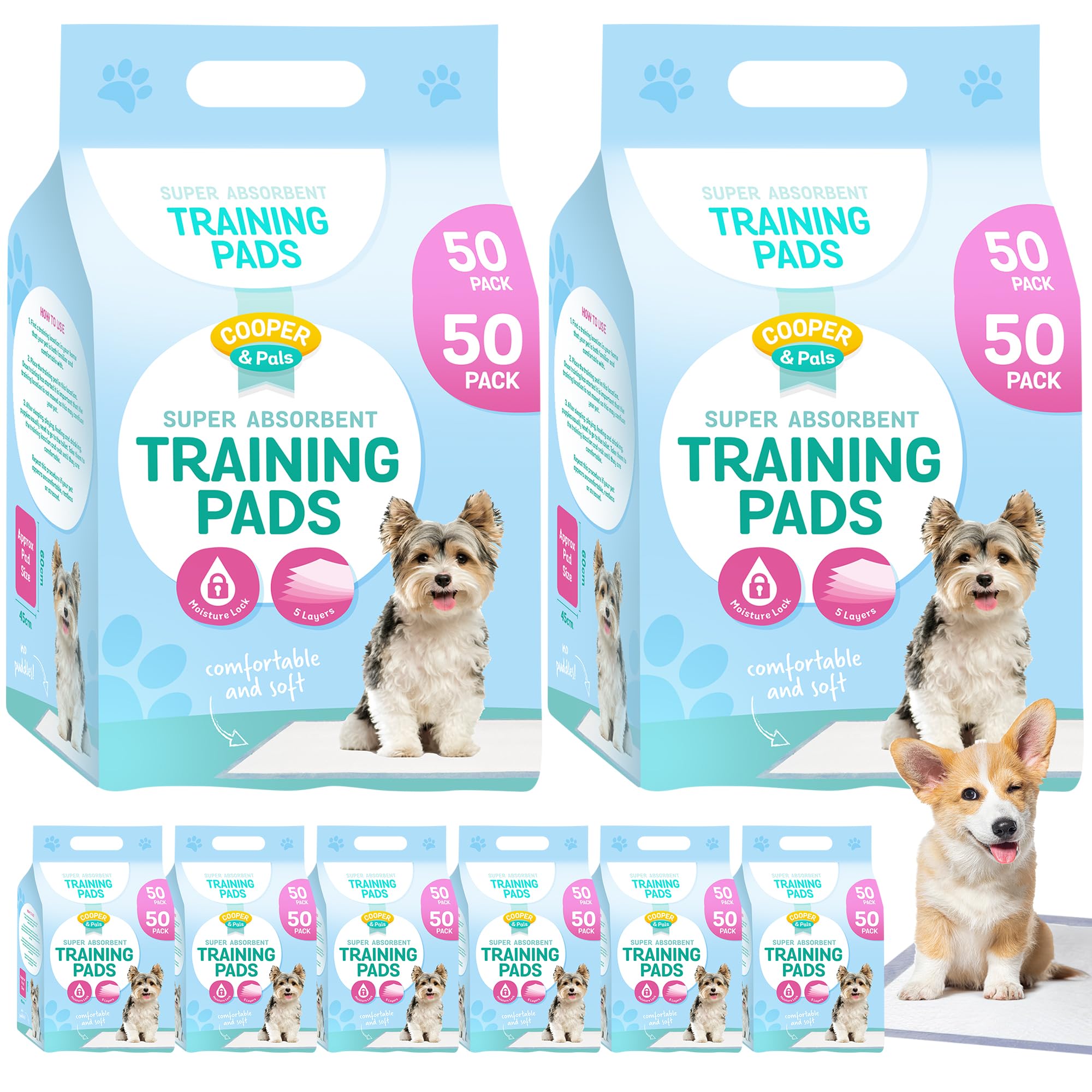 Sol 400Pk Puppy Training Pads - 45X60cm Absorbent Dog Training Pads For Indoor And Outdoor Use - Leak-Proof, Odour-Controlled Disposable Pet Pee Pads