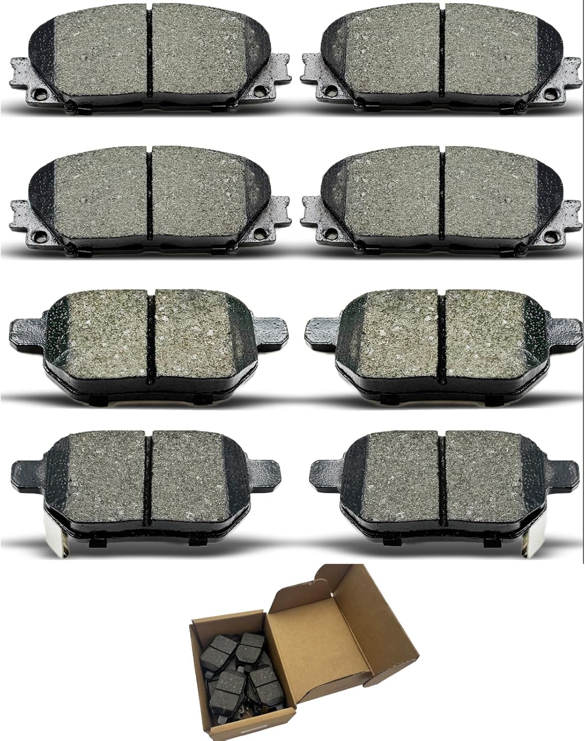 Brake Pads set For Toyota Prius 2010-2022 (Plug-In 2012-2013/Prime 2017-2019) For Lexus CT200h 2011-2017, For Toyota Corolla 2020-2022 FHEV Manual Parking Brake, D1184D1354 8PCS BRAKE Pads CCTECHMASS