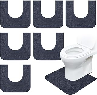 Drydiet 6 Pack U-Shaped Absorbent Toilet Training Mats - Leak-Proof Non-Slip Rubber Urinal Floor Rugs for Bathroom Potty Training, Gray 23x21.5"