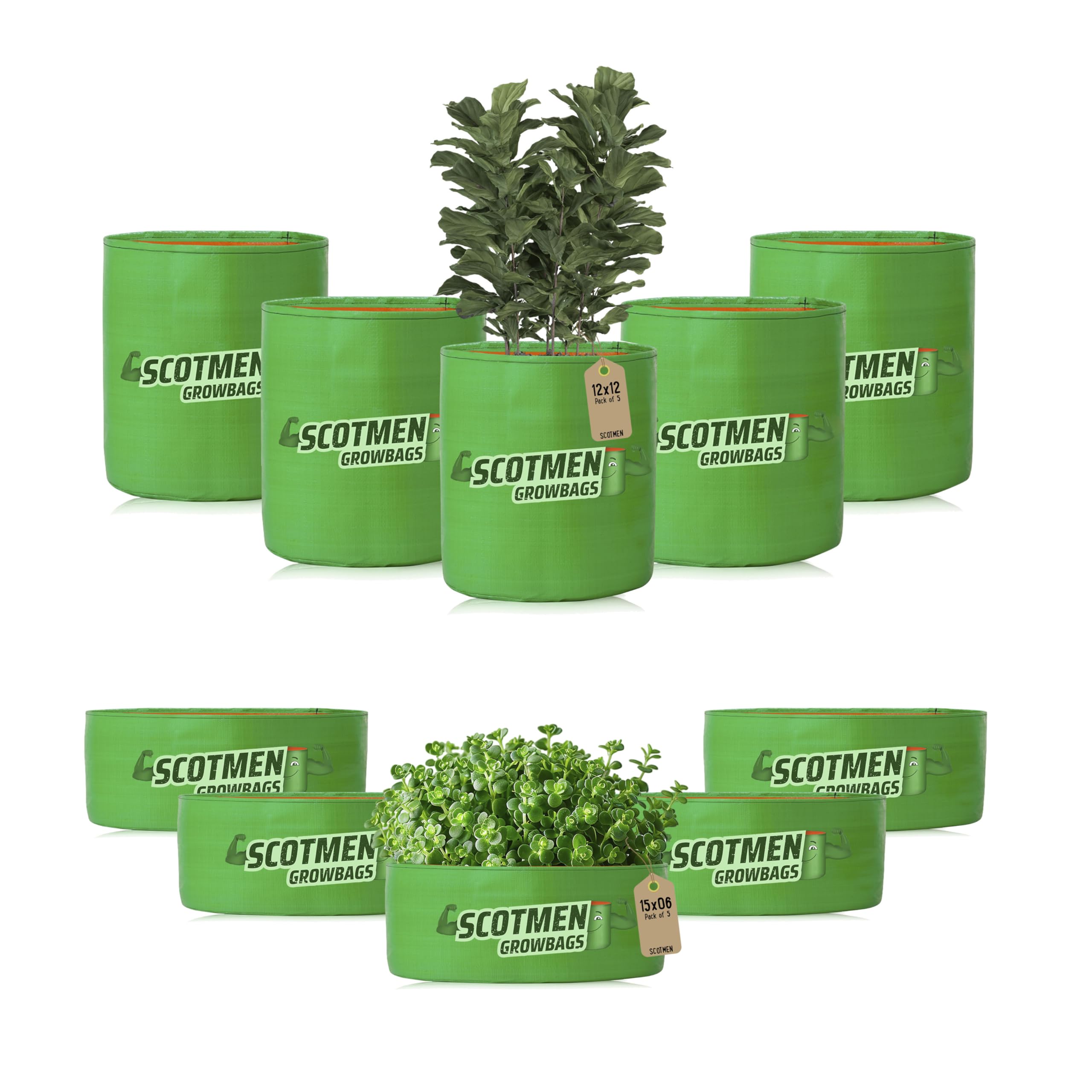 SCOTMEN HDPE UV Protected Round Green Grow Bags for Outdoor & Indoor Gardening Plant Bag, 12x12 Inch - Pack of 5, and 15x6 Inch – Pack of 5 (B09Y9135BN) Amazon Price History, Amazon Price Tracker