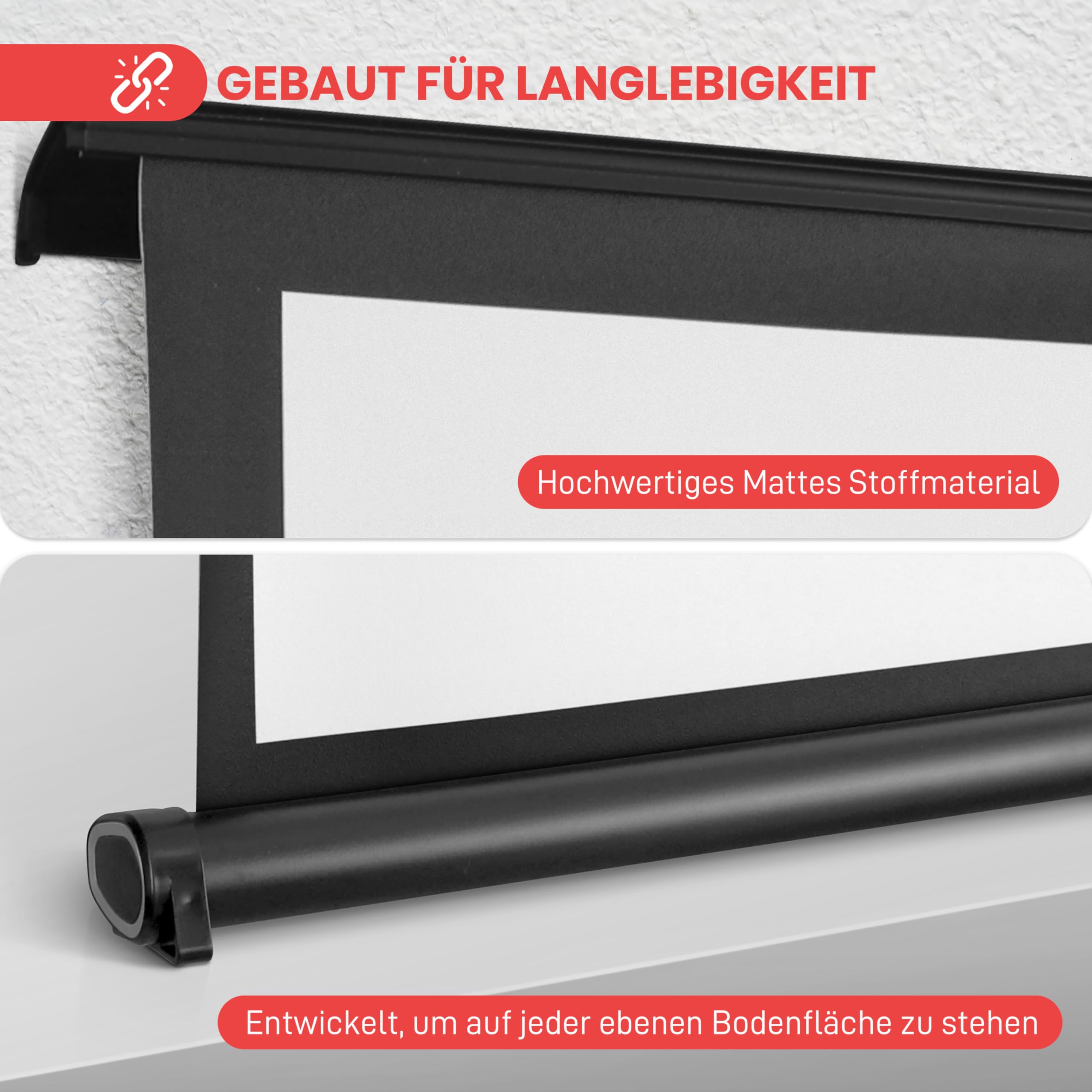 Pyle Beamer Rollo- Leinwand, 40 Zoll 91x68cm, 4:3 4K Projektorleinwand Ausziehbar & Tragbar mit Schwarzem Rahmen, Ideal für Heimkino, Büro, Präsentationen, Schule