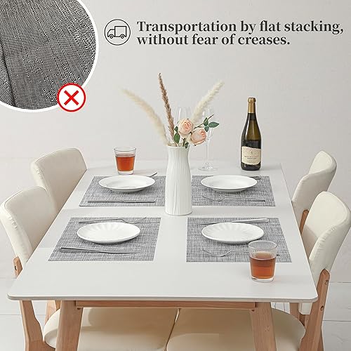 Miniatura 6 de Leetaltree - Juego de 12 manteles individuales, resistentes al calor, antideslizantes, para mesa de comedor, lavables, duraderos, tejido de PVC