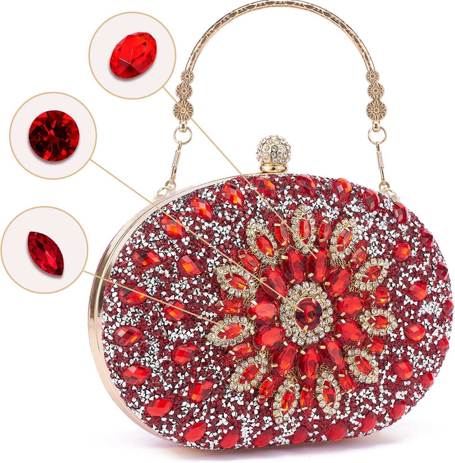 Sparkly Women's Evening Clutch Purses Rhinestone Bag Luxury Handbags For Weddings F...