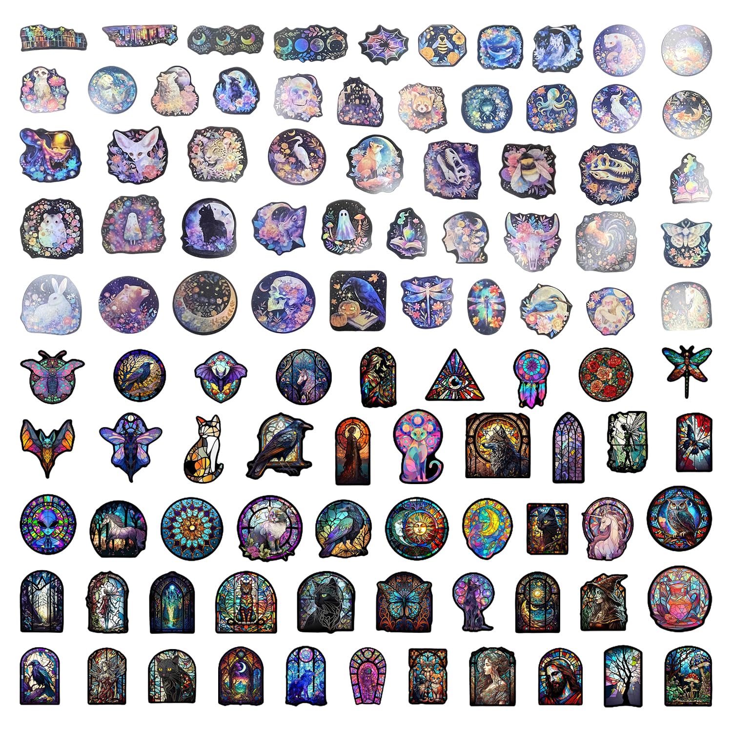 USHXVG 100 Sheets Of Color Laser Stickers, Waterproof Graffiti Stickers, Suitable For Decorating Guitars, Laptops, Suitcases, Skateboards, Mobile Phone Cases.