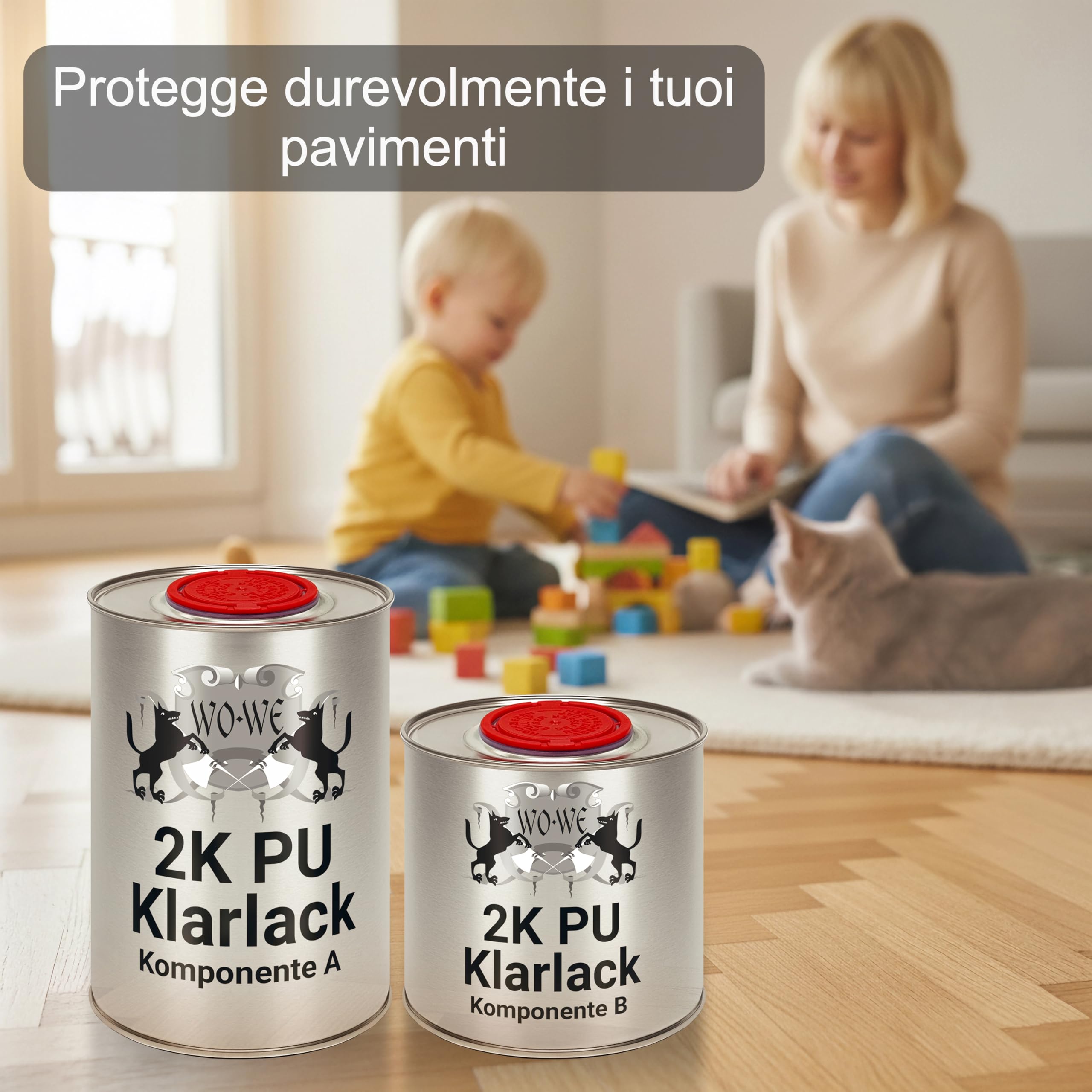 Vernice poliuretanica per legno - resistenza ai raggi UV, agenti atmosferici - non ingiallisce - finitura satinata - incolore - 1,5KG