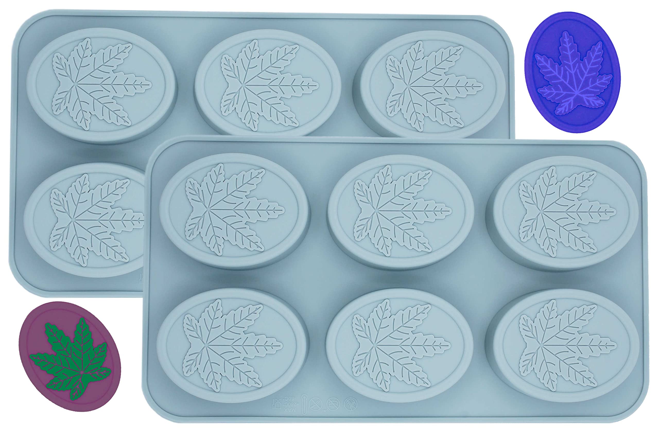 Maple Leaf Silicone Oval Soap Mold Tray Homemade Edible Brownie DIY Tray Mould, Set of Two