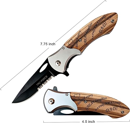 Miniatura 3 de Regalos para papá de parte de la hija, cuchillo de bolsillo grabado para papá increíble, gran regalo del día del padre, regalos de cumpleaños para
