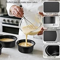 Vista 3 de AWTBDP Juego de moldes para pasteles de 4 y 6 pulgadas, juego de 2, molde redondo para hornear, moldes para pasteles de capas de metal de acero