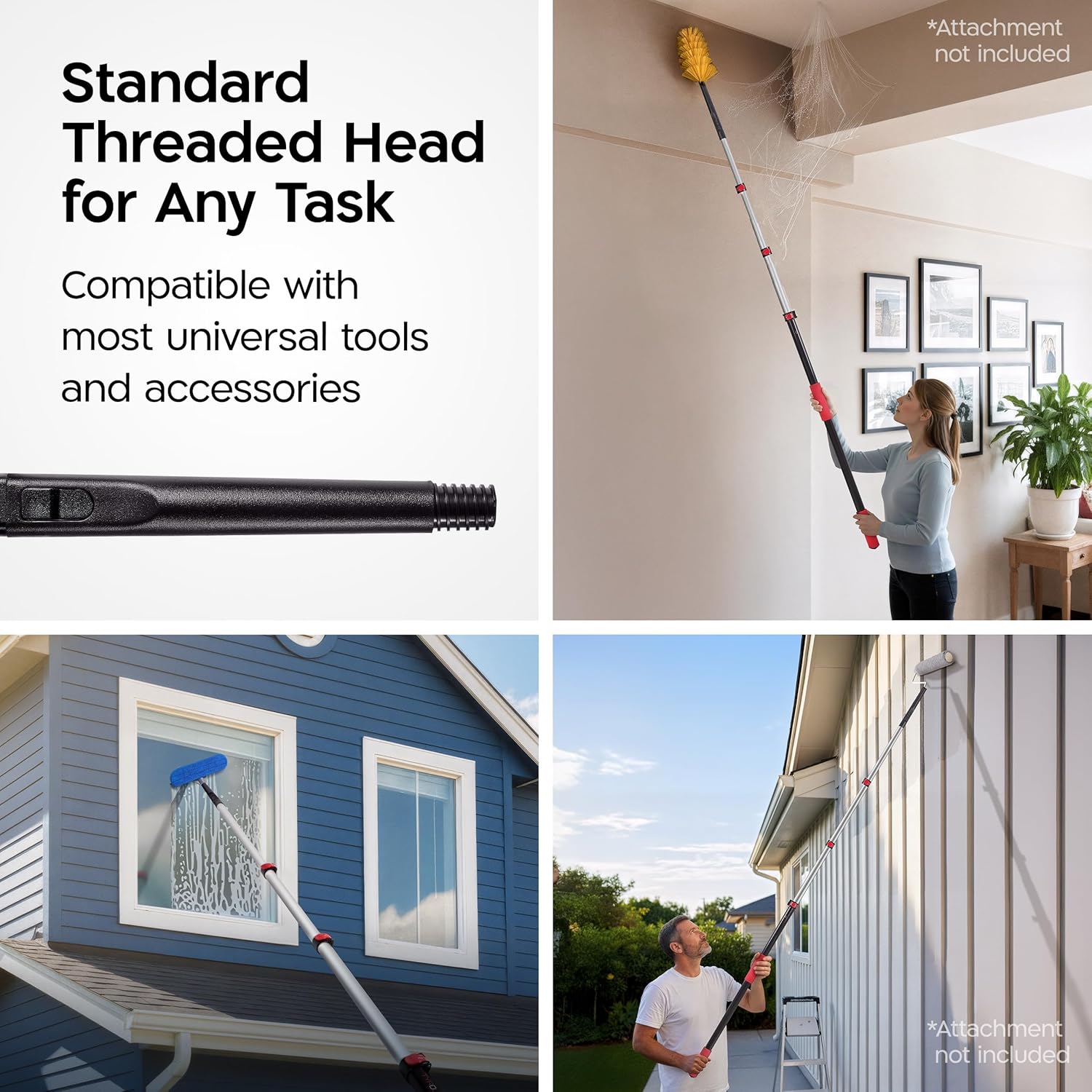 Tyroler Professional Window Squeegee with Extension Pole | 4.5-12.9ft Squeegee for Windows Cleaning | Outdoor Window Cleaner Tool, Windows Washing Kit with Extension Pole | Window Cleaning Kit