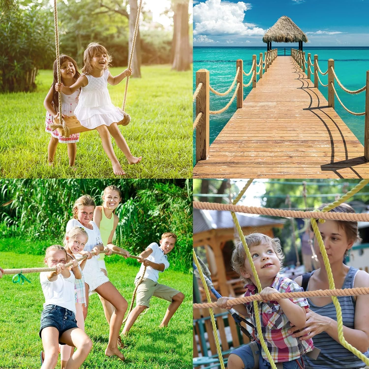 Cotton Rope (1 in x 50 ft) Natural Thick Rope for Tug of War, Railings, Hammock, Decorating (Brown)...